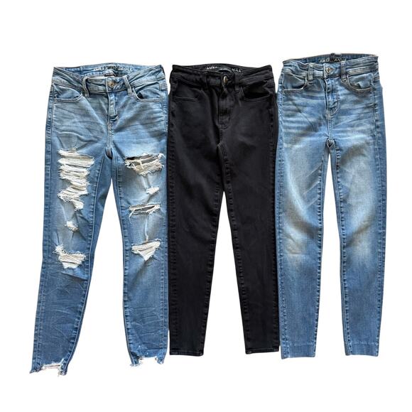 American Eagle Outfitters Denim - American Eagle Jeans Lot Womens 0 Short Hi-Rise Jegging Distressed Stretch